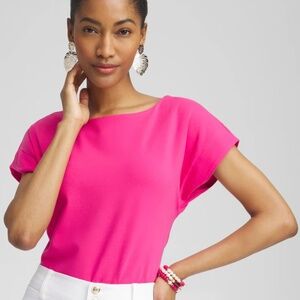 Modern Cap Sleeve Tee in Chico's size 1 (equivalent to Medium) in color pink